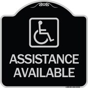 SIGNMISSION Assistance Available W/ HandicapHeavy-Gauge Aluminum Architectural Sign, 18" x 18", BS-1818-24332 A-DES-BS-1818-24332